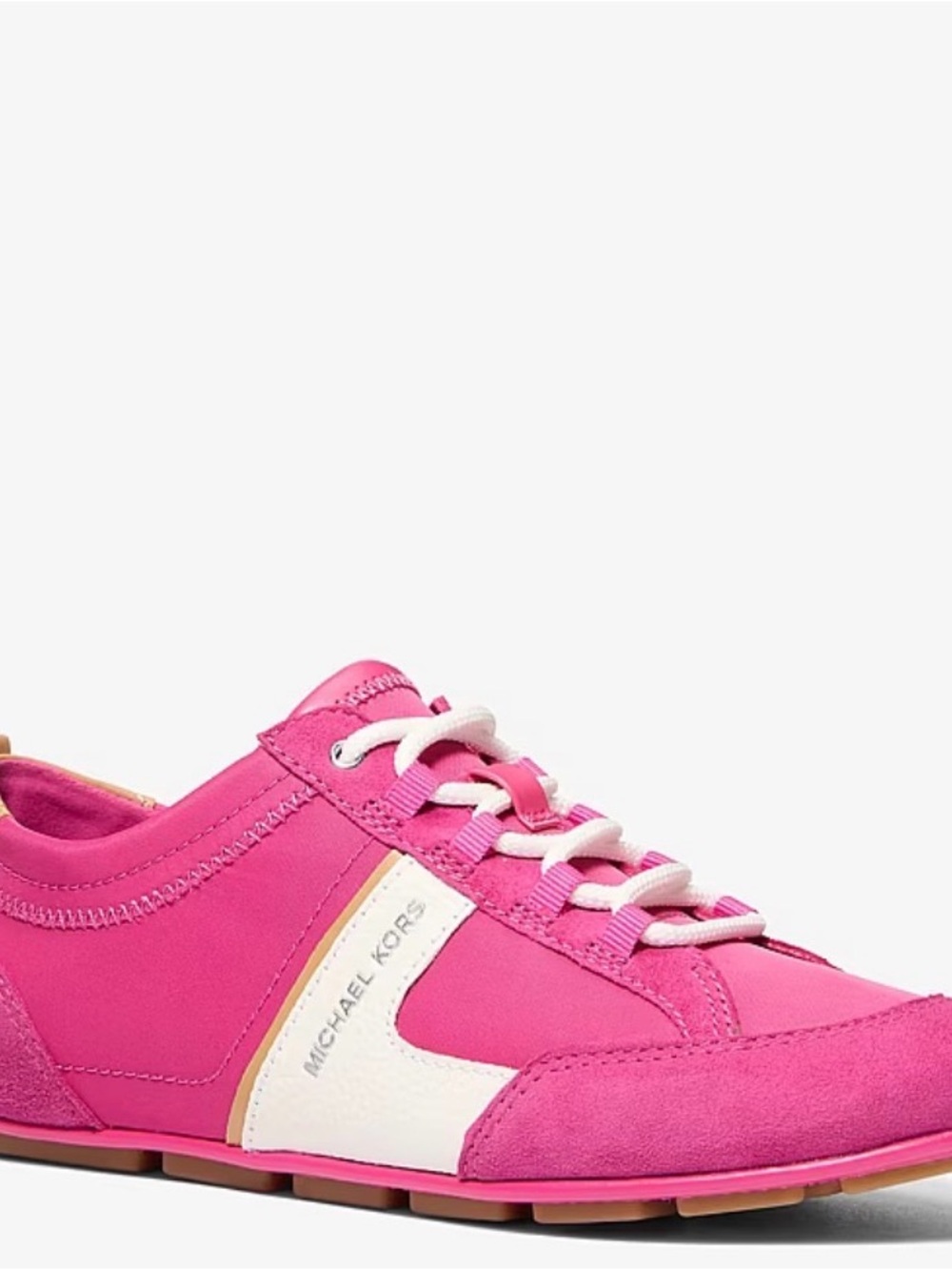Michael Kors Size 8 Women’s Keely Nylon Trainer Milos Raspberry New In Box - Picture 2 of 8